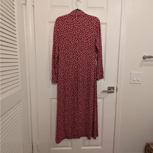 $198 Reformation Brighton Button Down Shirt Dress Red Burgundy White floral sz S - Picture 8 of 8